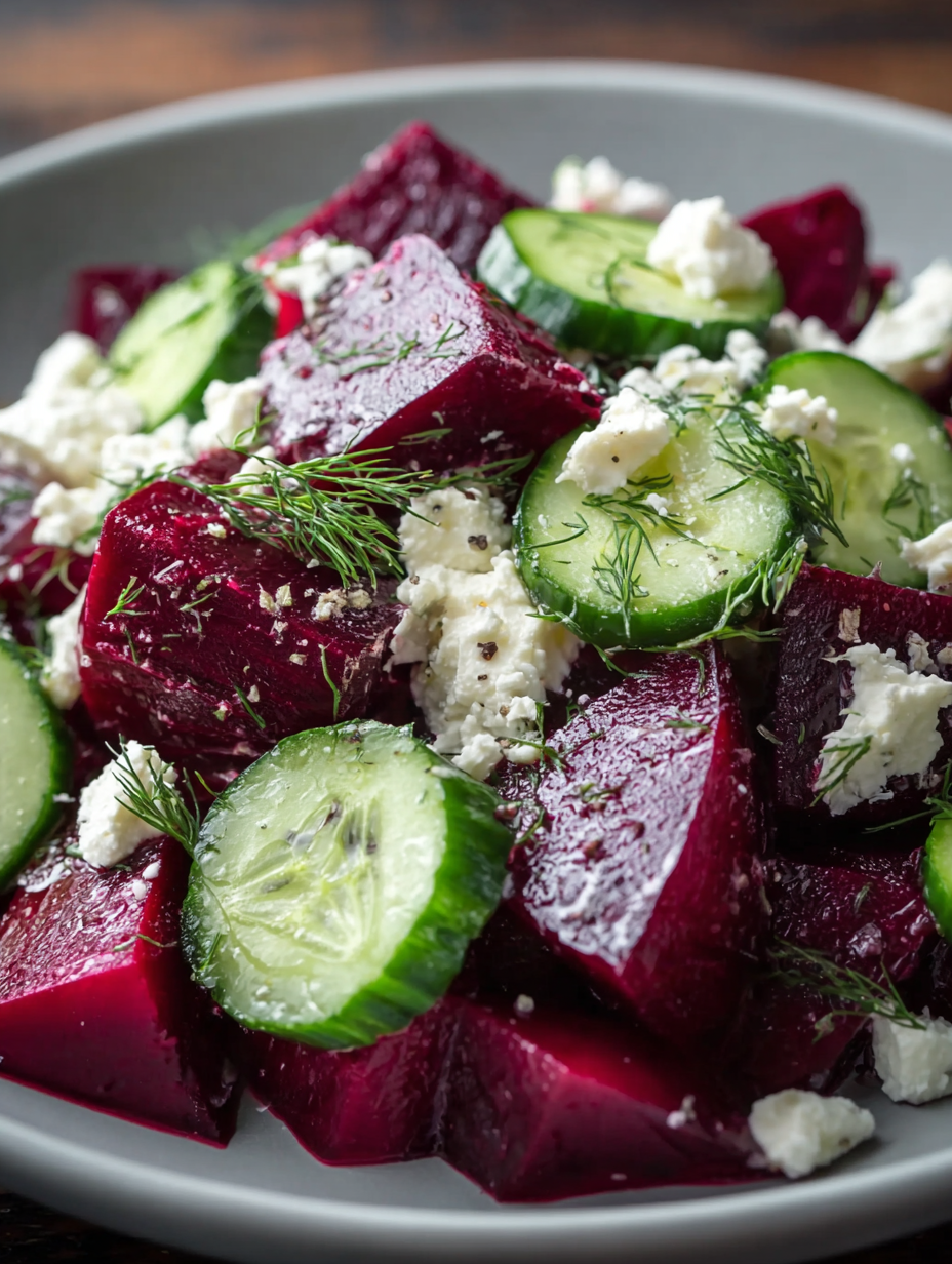 Beet Salad with Feta, Cucumbers, and Dill