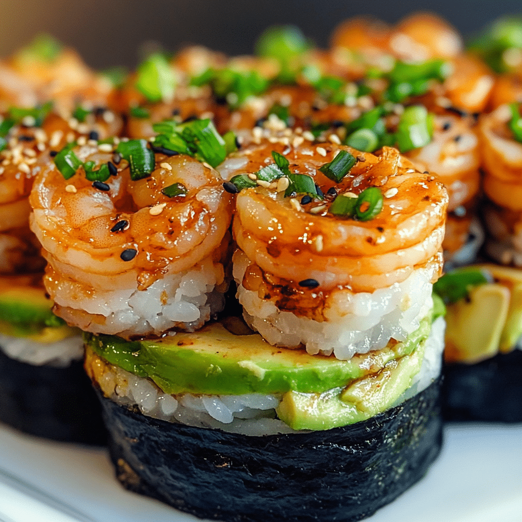 spicy shrimp sushi stacks