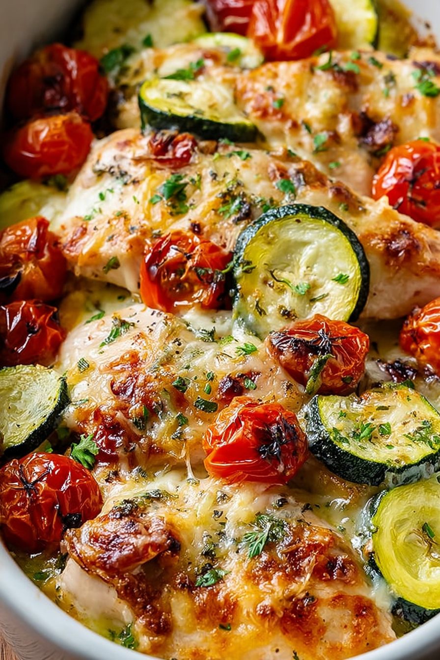 Best Mediterranean Chicken Zucchini Bake